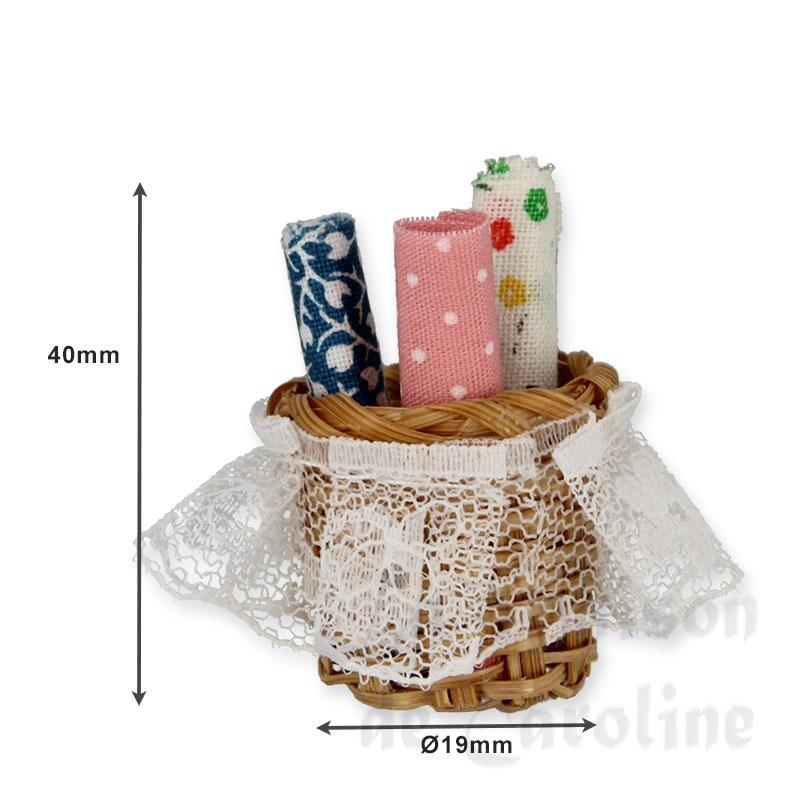 Panier avec 3 rouleaux de tissu Bilder 1