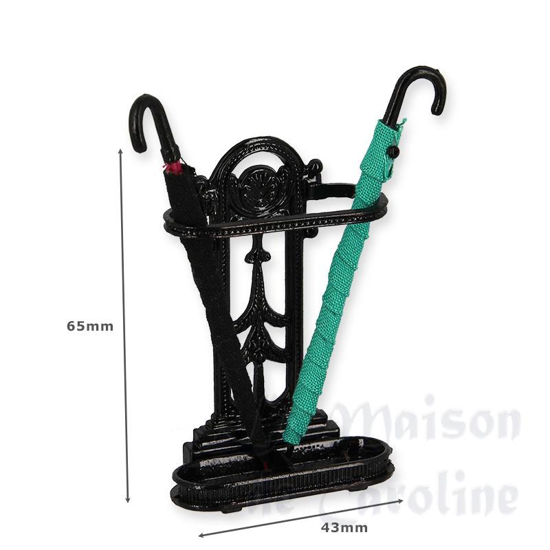 2 parapluies avec support métal noir miniature 1/12