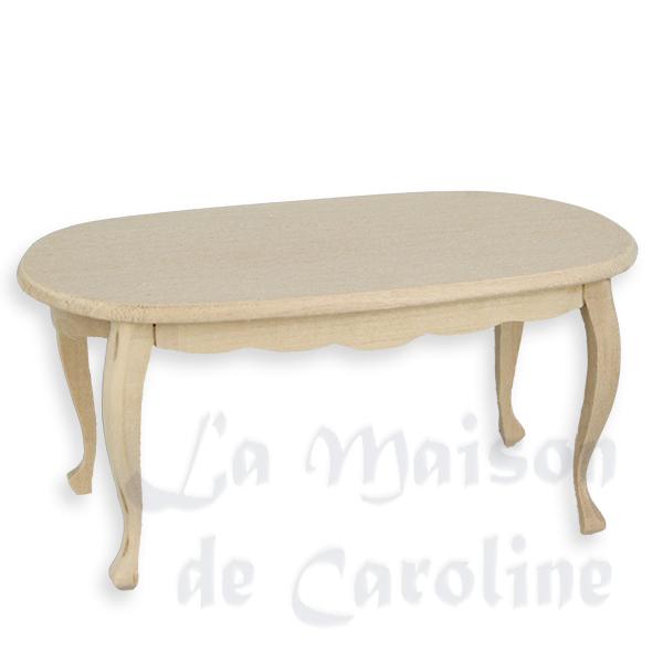 Table ovale non vernie meuble miniature 1/12