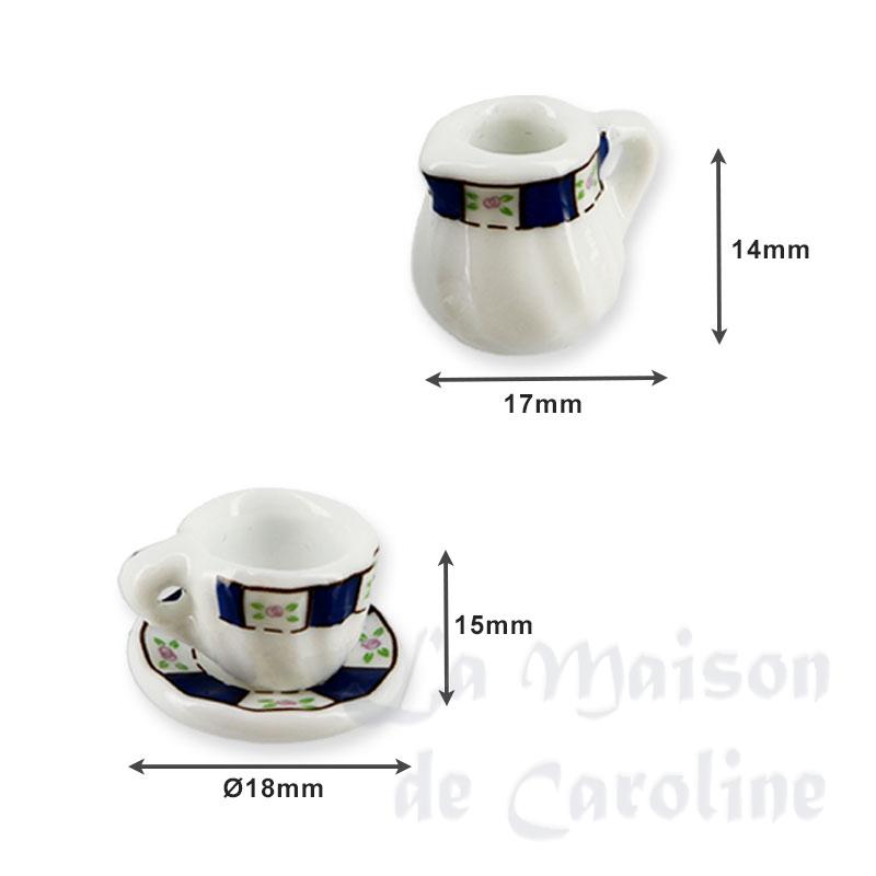Service porc. rond 11pcs blanc et bleu Bilder 1