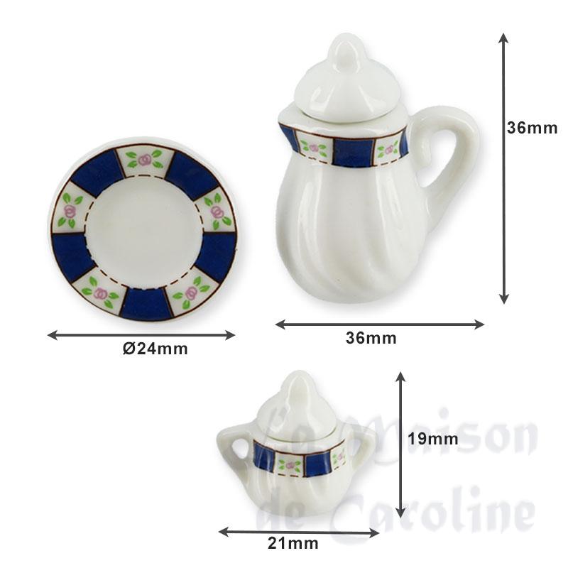 Service porc. rond 11pcs blanc et bleu Bilder 2