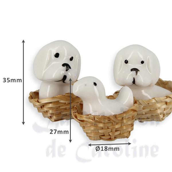 3 animaux en porcelaine dans panier miniature 1/12 photo 2