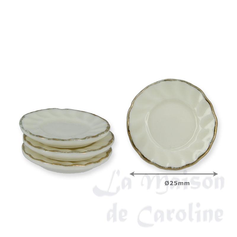 4 assiettes pocelaine blanc/doré Bilder 1
