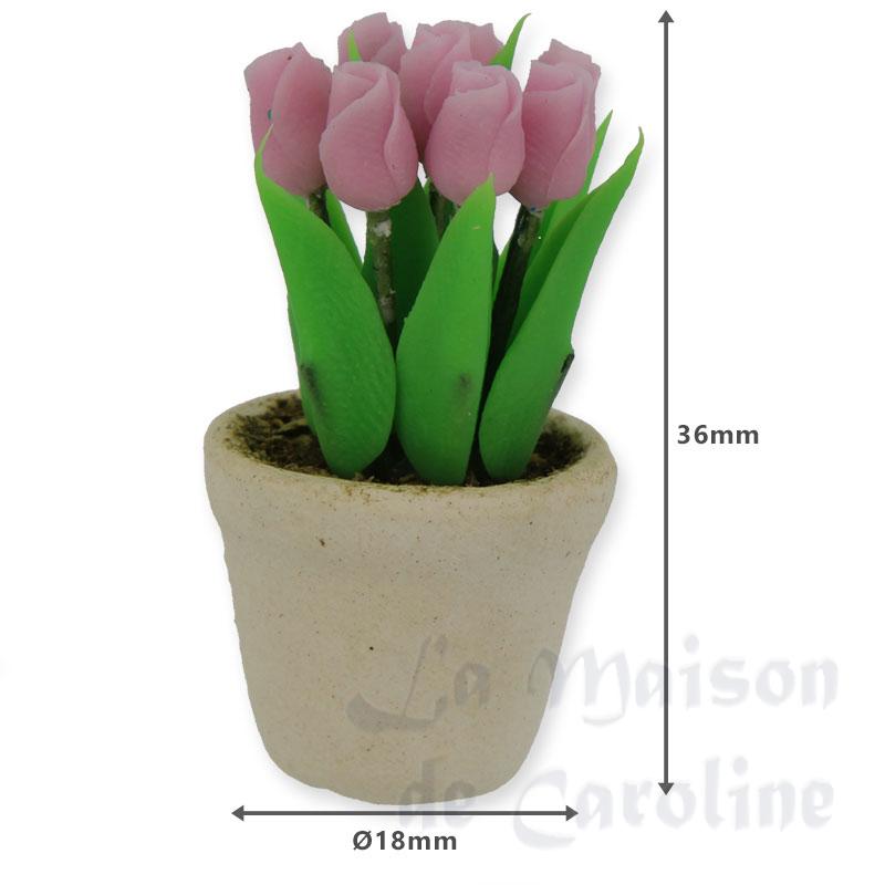 pot de tulipes rose miniature 1:12 Bilder 1