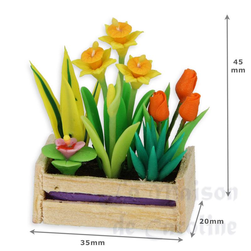 fleurs printanières en pot miniature 1:12 Bilder 1