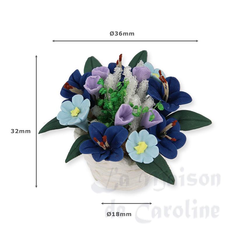 Panier fleuri bleu/blanc Bilder 1