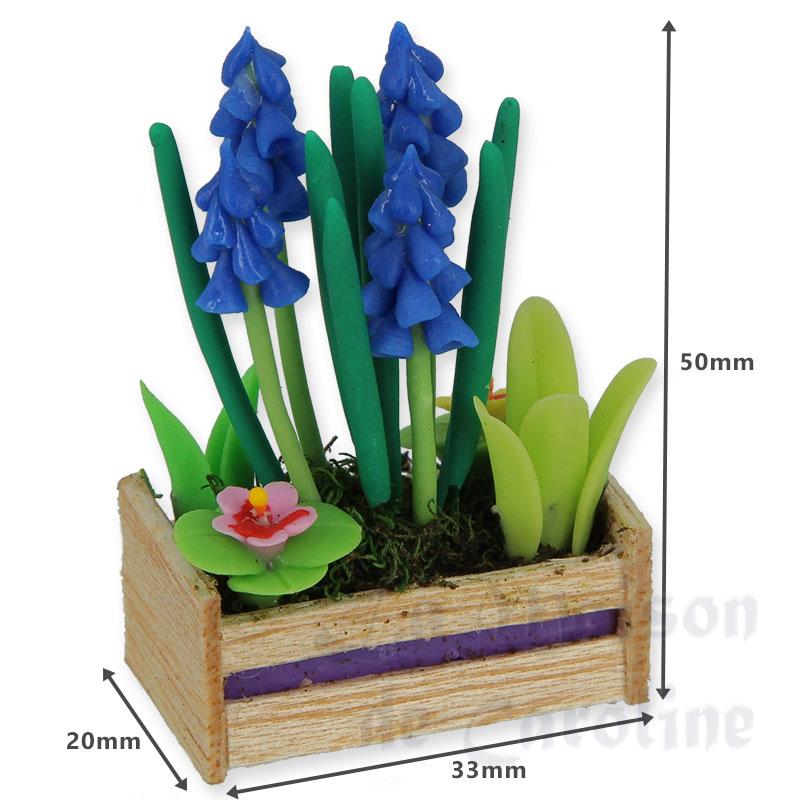 caisse bois iris bleu miniature 1:12 Bilder 1