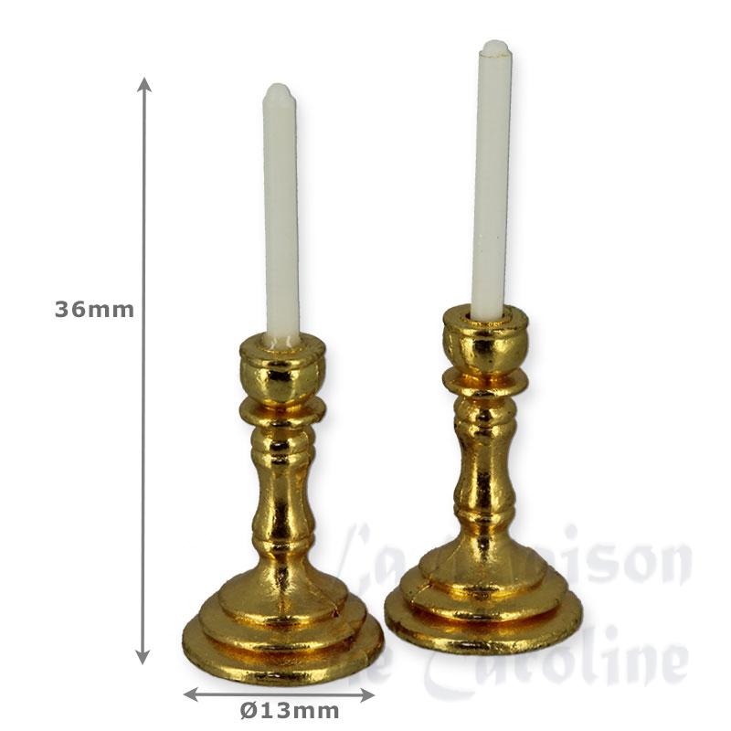 2 bougeoirs laiton bougies blanches Bilder 1