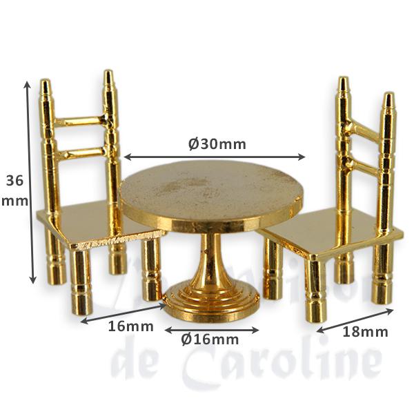 2 chaises et table laiton miniature 1/12 photo 2