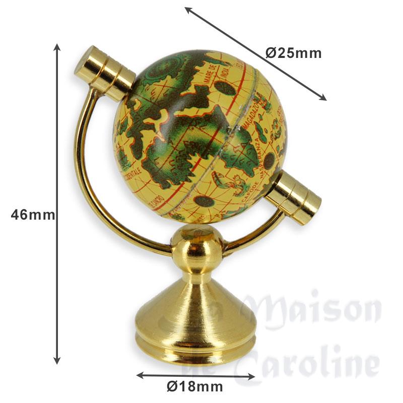 ancienne mappemonde globe laiton miniature 1/12