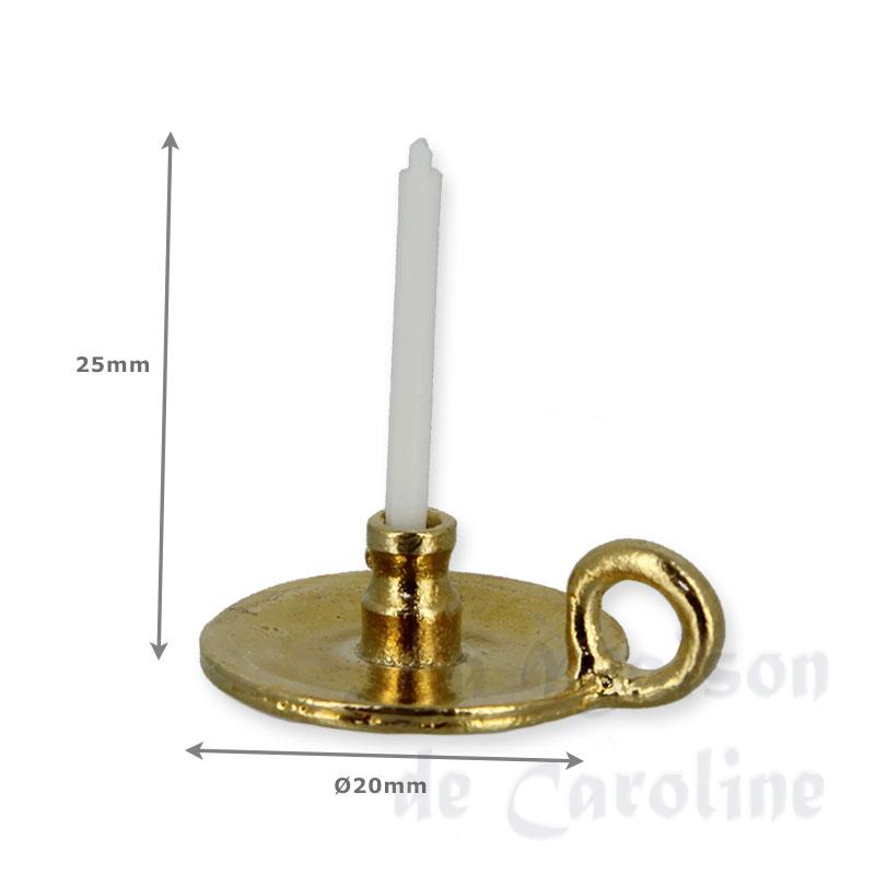 Bougeoir laiton avec bougie miniature 1/12