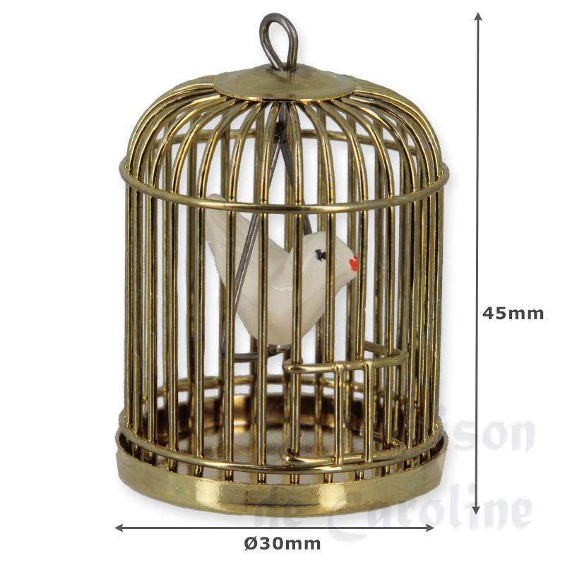 Cage à oiseau ronde en laiton miniature 1/12