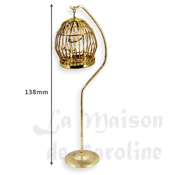 Cage à oiseau en laiton avec support miniature 1/12 photo 2