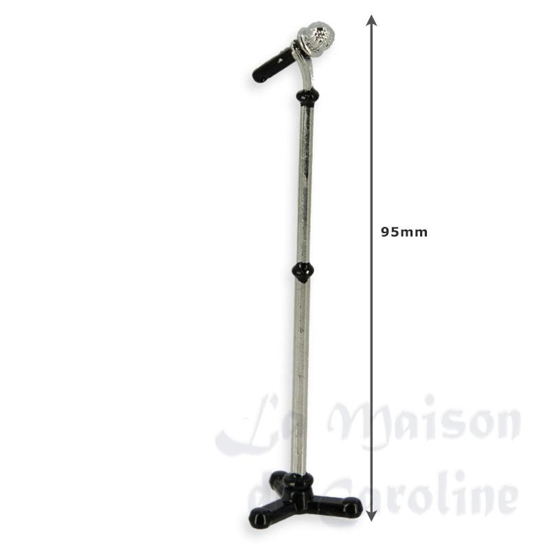 Microphone sur pied chromé miniature 1/12 Microphone sur pied chromé miniature 1/12