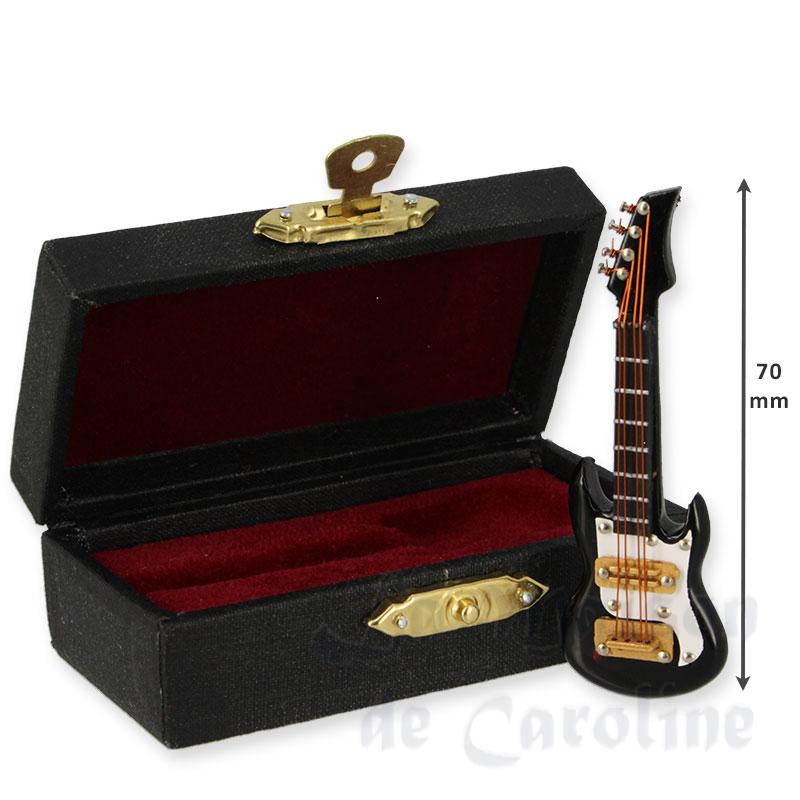 Guitare électrique noire avec coffret miniature 1/12 photo 2