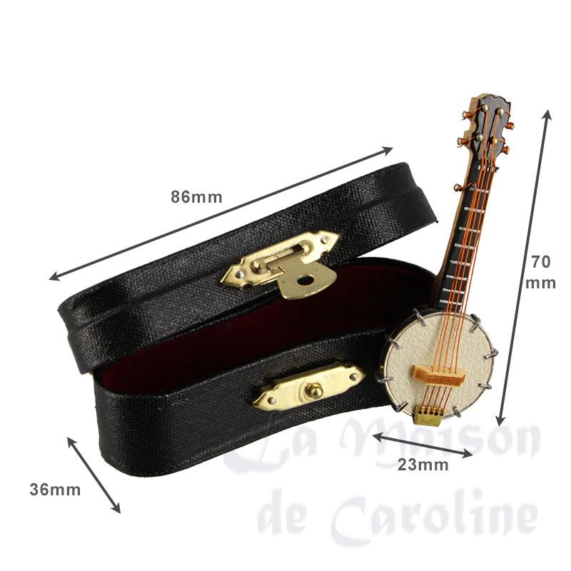 Banjo avec coffret noir miniature 1/12 Banjo avec coffret noir miniature 1/12