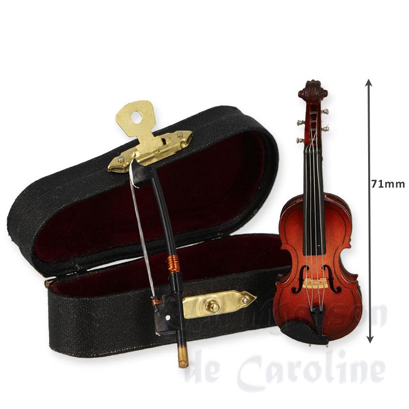 Violon avec archet et coffret noir miniature 1/12 photo 2