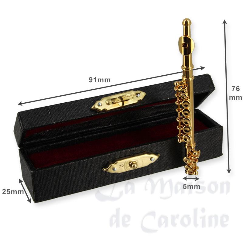 Flute traversière avec coffret noir miniature 1/12