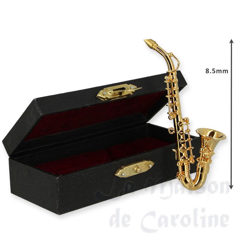 Saxophone avec coffret noir miniature 1/12 Saxophone avec coffret noir miniature 1/12