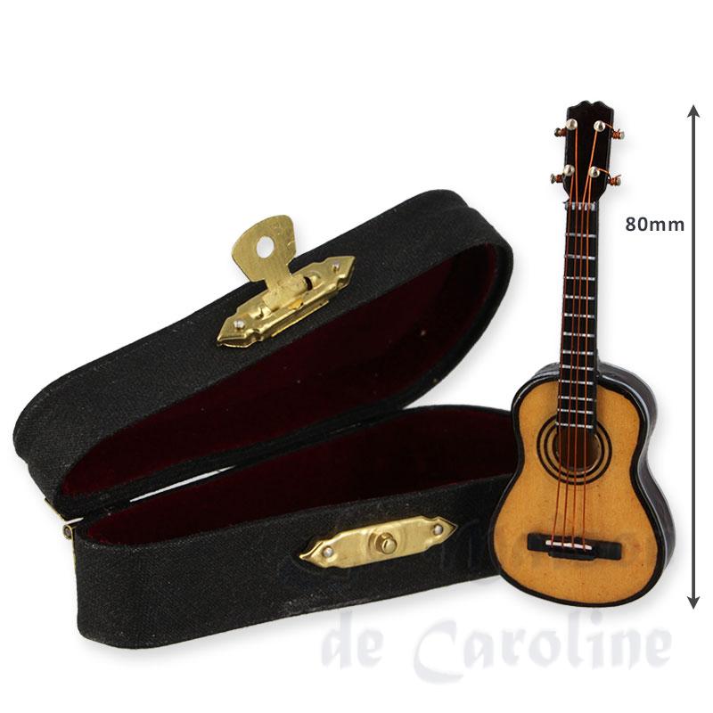 Guitare sèche avec coffret noir miniature 1/12 photo 2