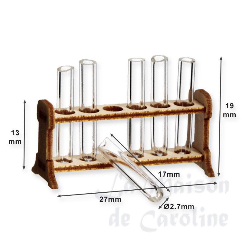 6 éprouvettes verre avec support miniature 1/12