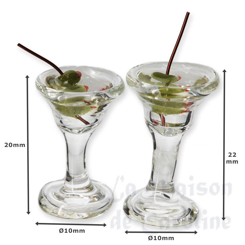 2 Verres à cocktail avec olives vertes Bilder 1