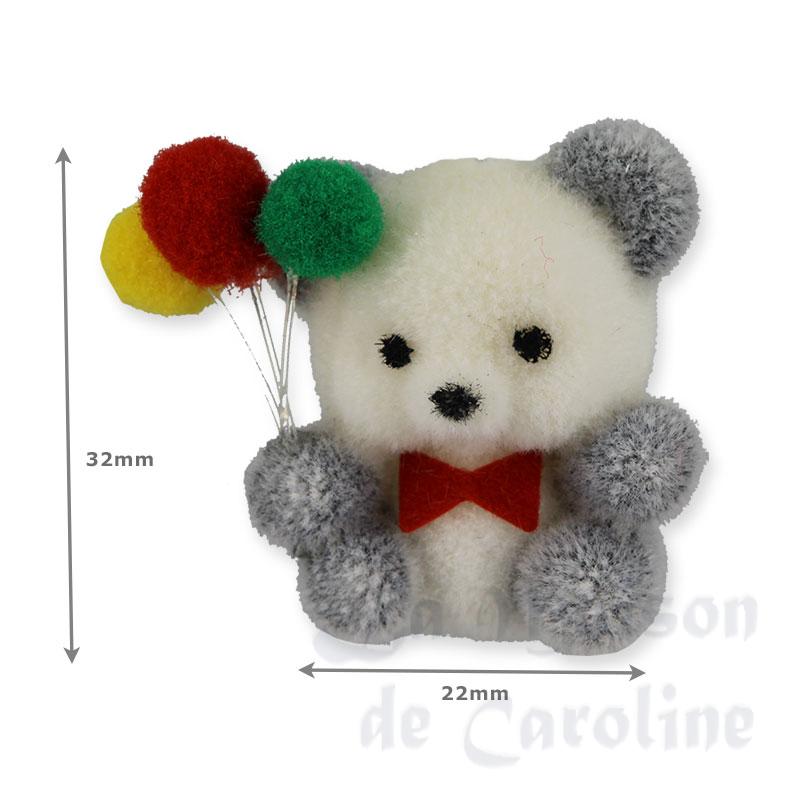 Ours peluche blanc/gris av.3 ballons Bilder 1