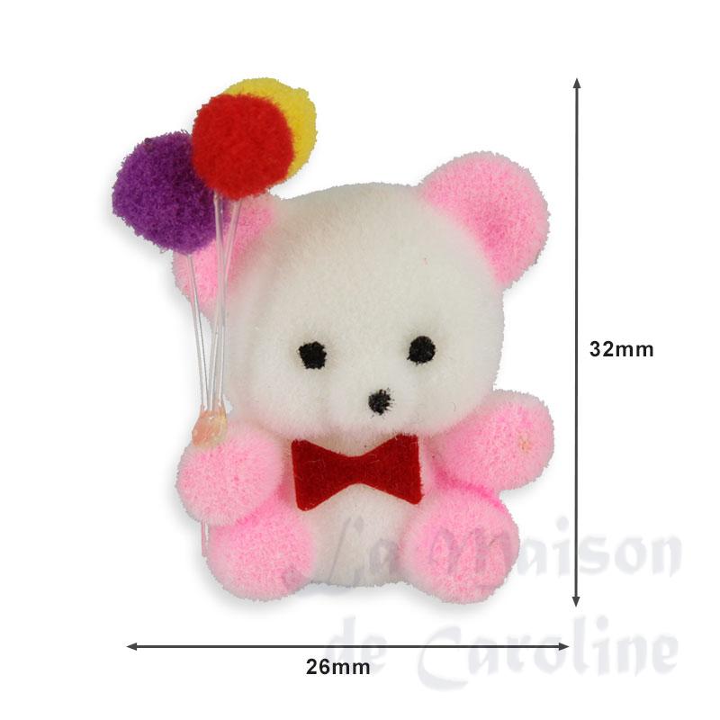 Ours peluche blanc/rose av.3 ballons Bilder 1