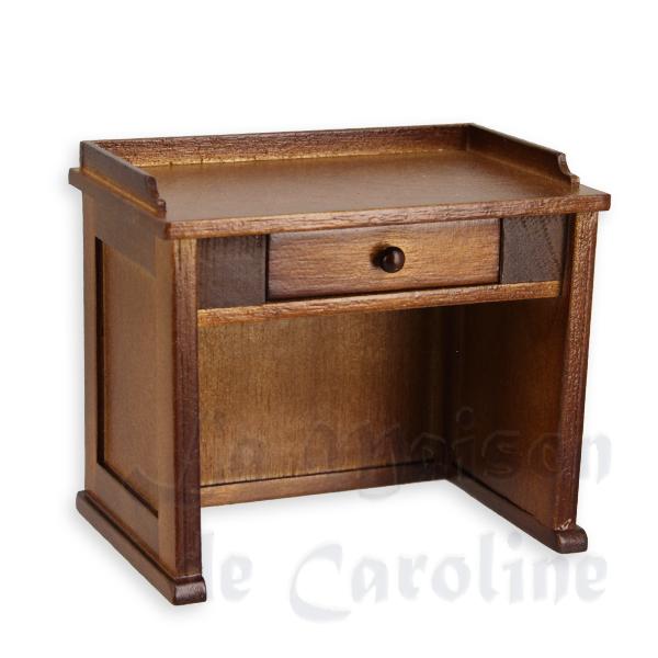 Pupitre noyer meuble miniature 1/12