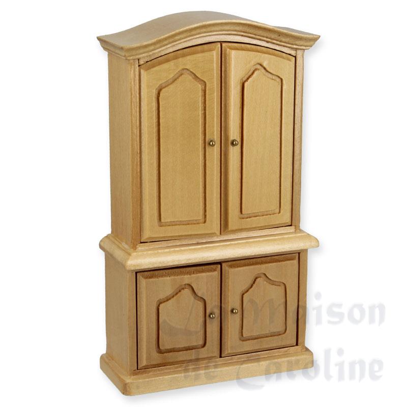 Armoire deux-corps chene clair meuble miniature 1/12 Armoire deux-corps chene clair meuble miniature 1/12