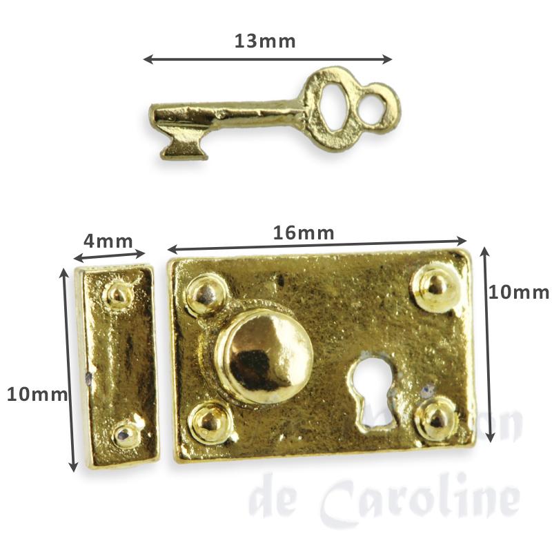 Serrure avec cle pour maisons de poupées 1/12 photo 2 Serrure avec cle pour maisons de poupées 1/12 photo 2