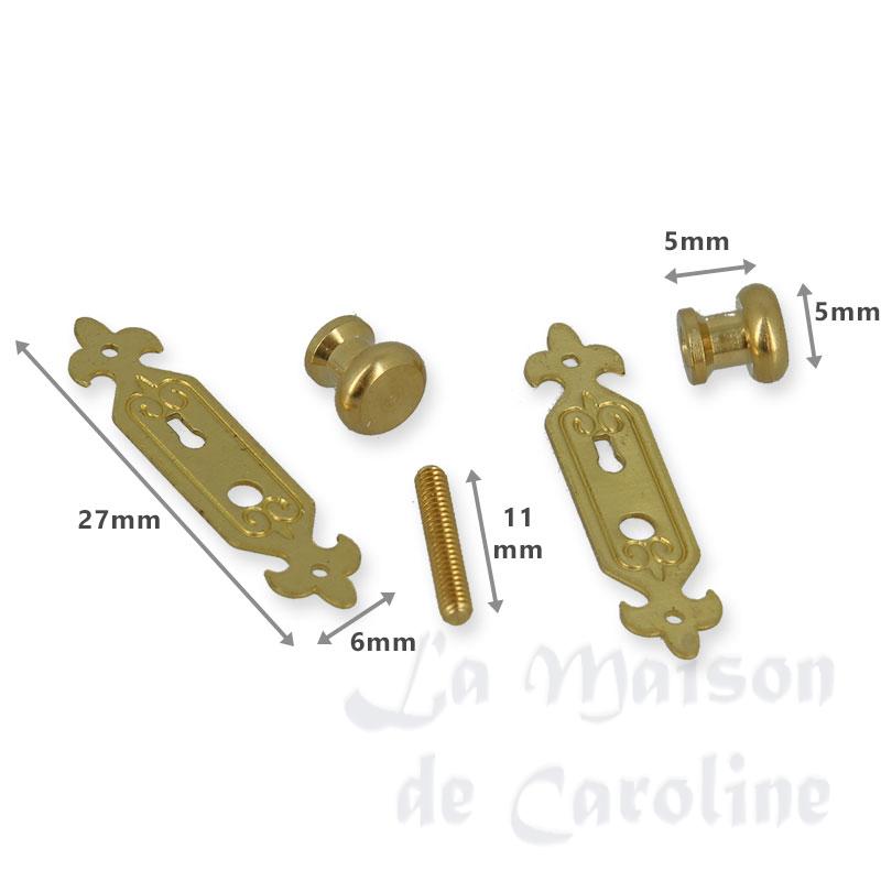 2 bouton porte avec plaque laiton lys Bilder 1