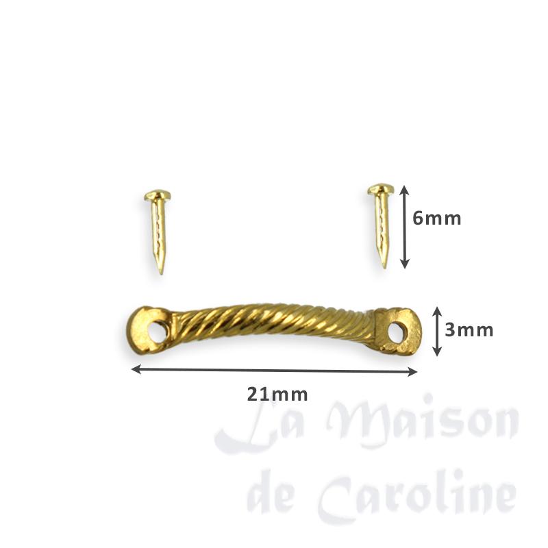 Poignee de tiroir dorée avec clous pour maisons de poupées 1/12 photo 2