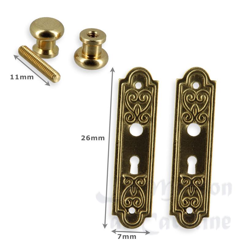 2 boutons de porte avec plaque laiton Bilder 1