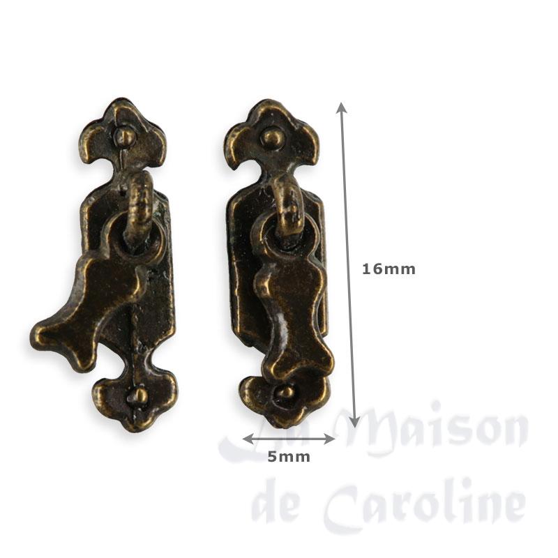 Paire de poignees de tiroir noir pour maisons de poupées 1/12 photo 2