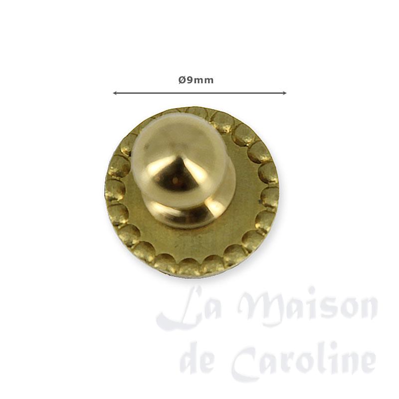 Bouton de porte rond avec plaque laiton pour maisons de poupées 1/12