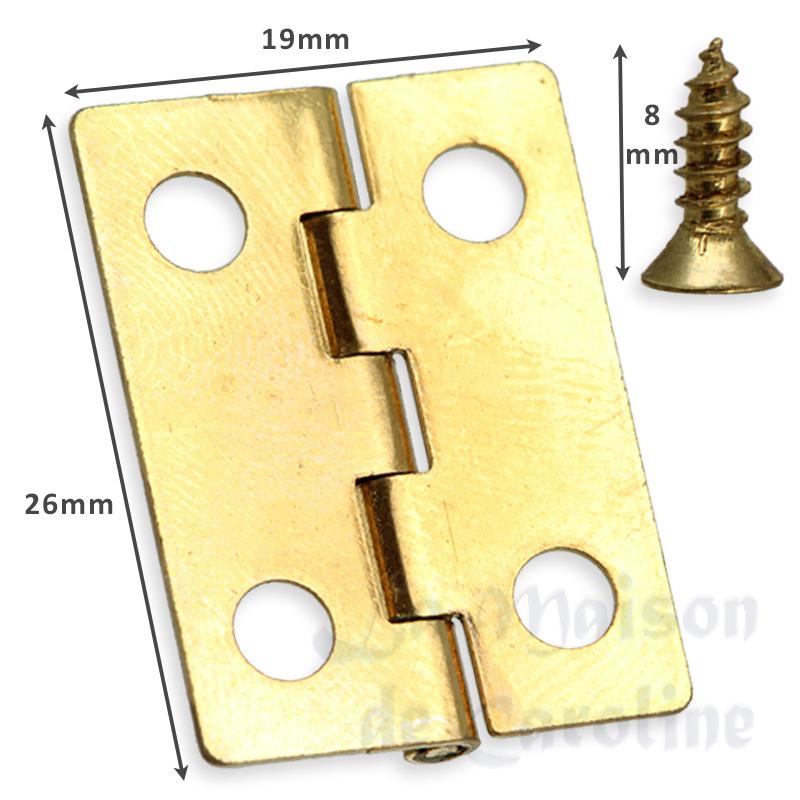 4 Charnieres 19x26mm et 16vis pour maison poupee pour maisons de poupées 1/12 photo 2