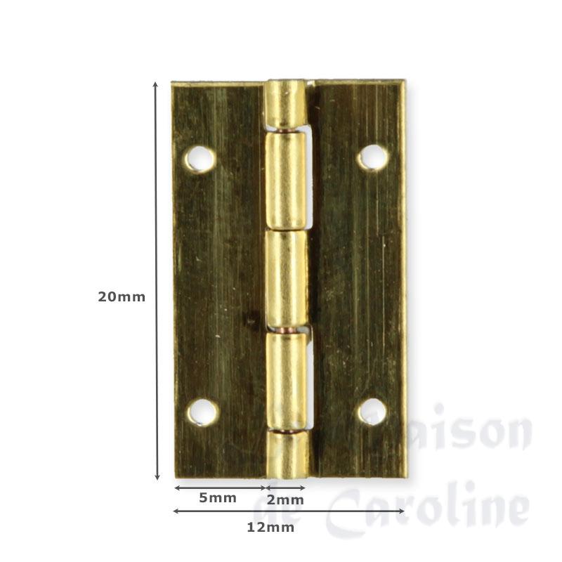 4 Charnieres laiton rectangulaires pour maisons de poupées 1/12