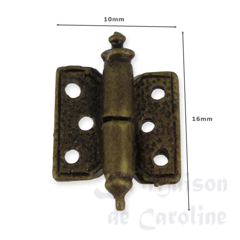 2 Charnières de porte a gonds antique pour maisons de poupées 1/12