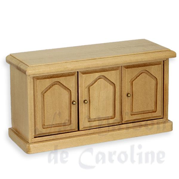 Bahut 3 portes chene clair meuble miniature 1/12