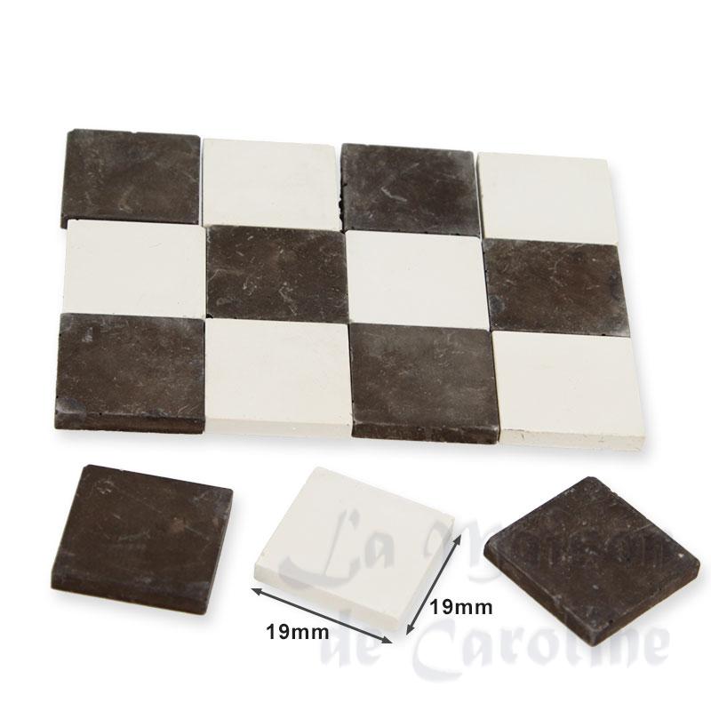Carrelage damier Noir et Blanc 19x19mm, 36 pcs pour maisons de poupées 1/12 photo 2