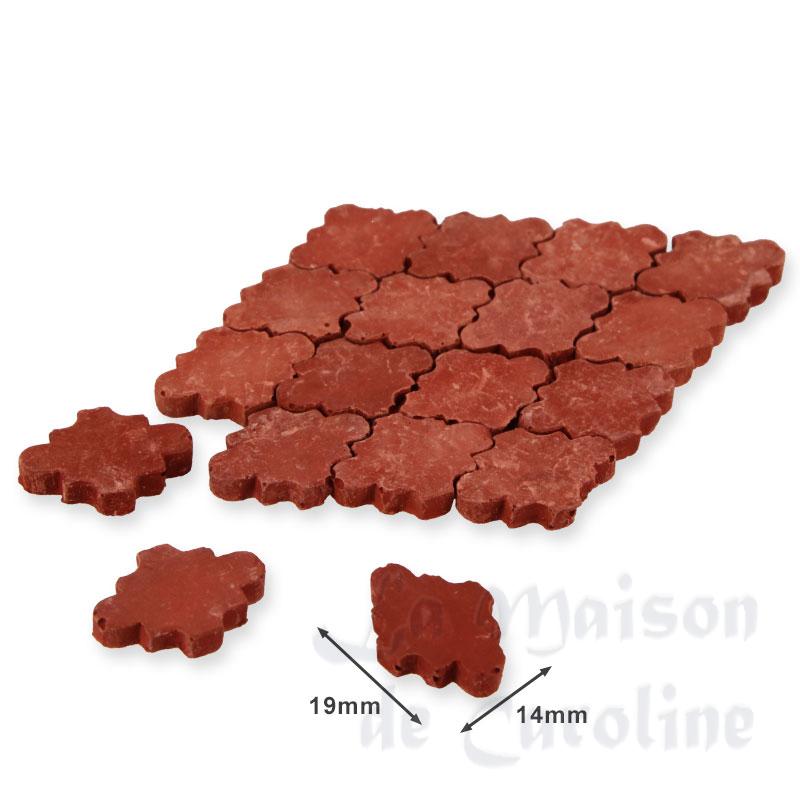 Tomette Trefle terre-cuite 14x19mm,56 pc pour maisons de poupées 1/12 photo 2