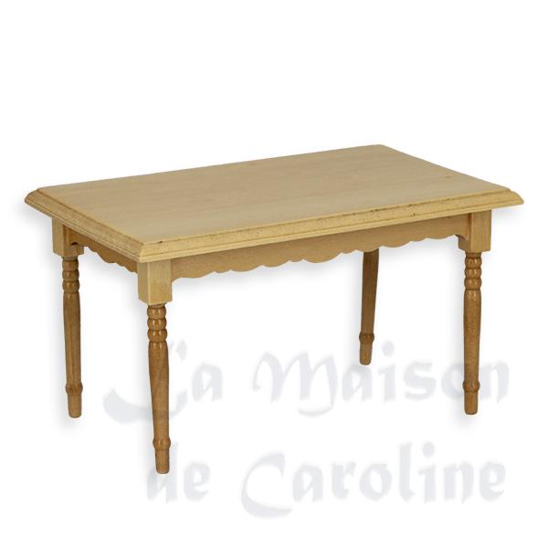 Table chene clair meuble miniature 1/12