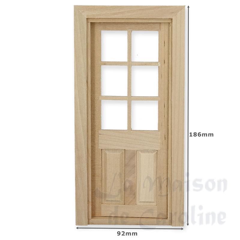 Porte moitié vitrée, non verni pour maisons de poupées 1/12 photo 2