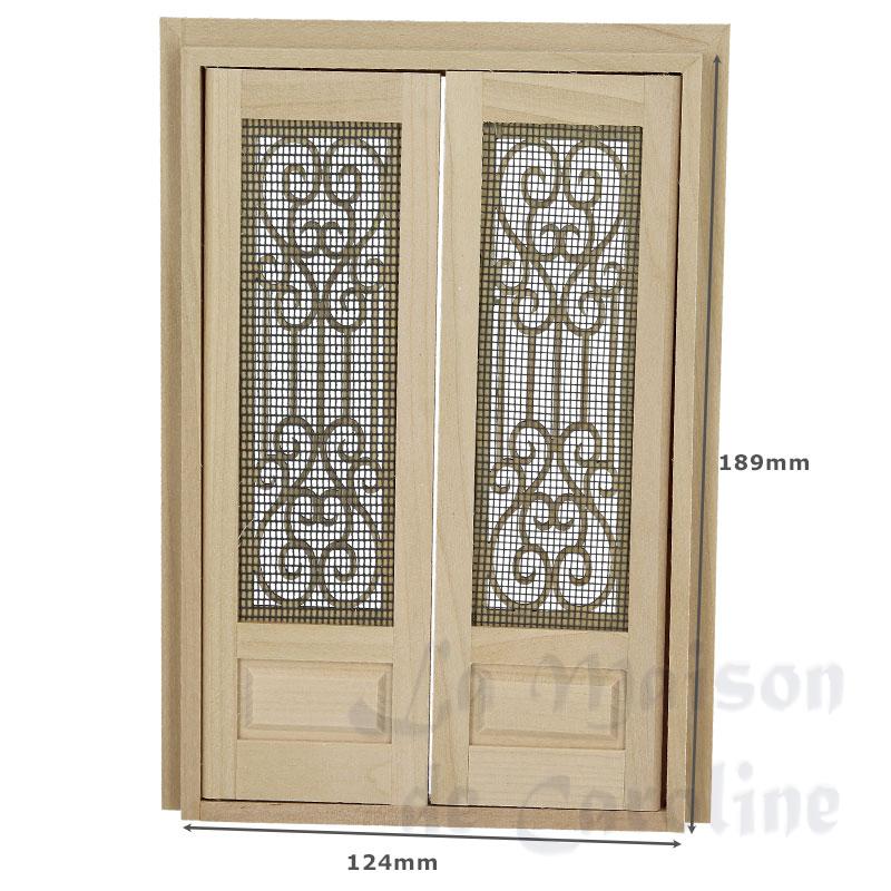 Double-porte d'entrée nature pour maisons de poupées 1/12 photo 3 Double-porte d'entrée nature pour maisons de poupées 1/12 photo 3