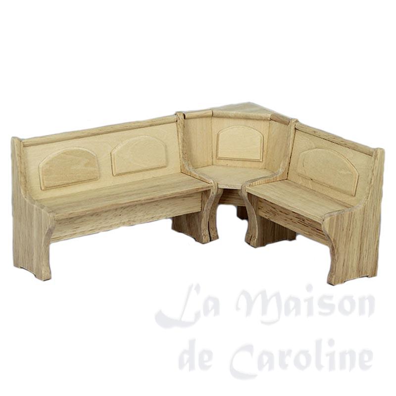 Banc d angle S/3 non verni meuble miniature 1/12 Banc d angle S/3 non verni meuble miniature 1/12
