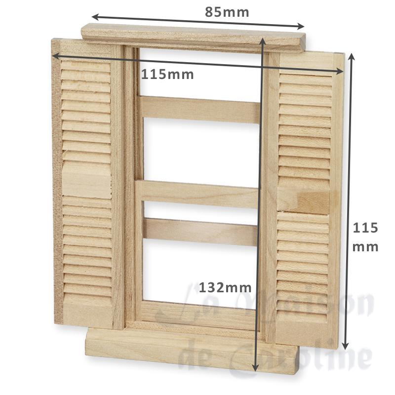 Fenêtre avec volets non vernie pour maisons de poupées 1/12 photo 2