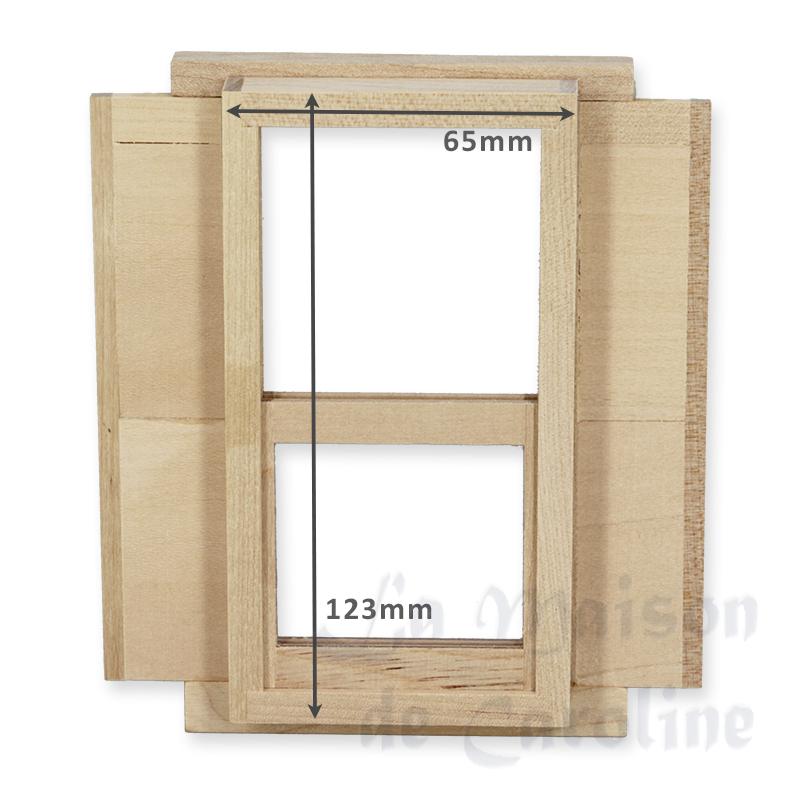 Fenêtre avec volets non vernie pour maisons de poupées 1/12 photo 3