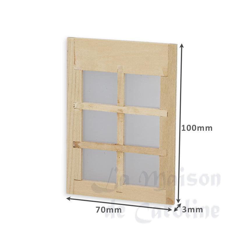 Fausse fenêtre non vernie pour maisons de poupées 1/12 photo 2 Fausse fenêtre non vernie pour maisons de poupées 1/12 photo 2