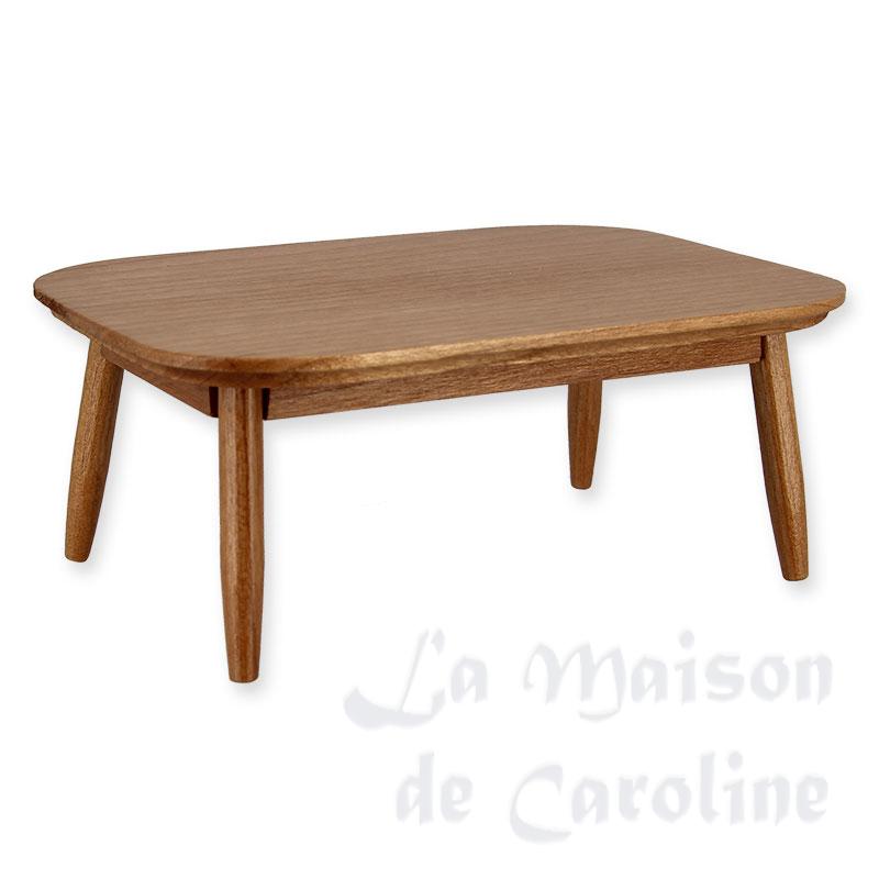 Table moderne teak meuble miniature 1/12